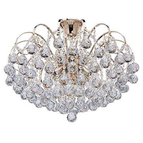 ZAKRLYB 6 Lights Modern Crystal Ceiling Lights Dining Room Island Ceiling Lamps Baroqque in Gold Bedroom Chandelier Living Room Lamps Fixture E14 X 60W Excl (Size : 8 Lights)