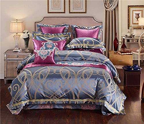 HJRBM Duvet Cover Sets Jacquard Bedding Sets 4/6/9pcs Duvet Cover Set Silk Cotton Blend Fabric Luxury Bedlinen,2,Large Size 4pcs (2 King Size 4pcs)