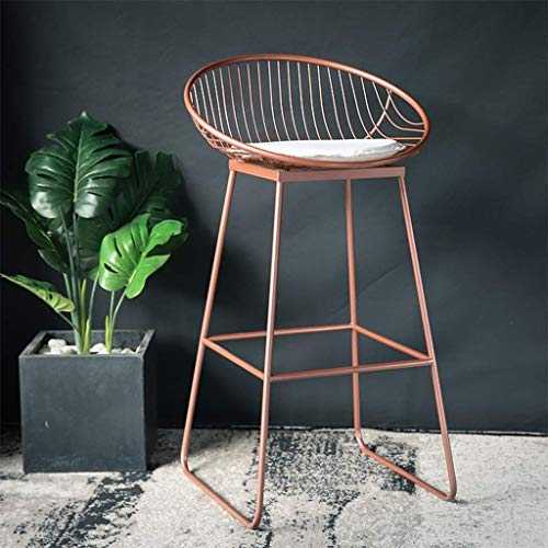 Bar Stools Nordic bar stool bar chair wrought iron stool modern minimalist casual metal chair gold and rose gold 42/62/72cm (Color : B: Rose gold, Size : 62CM)
