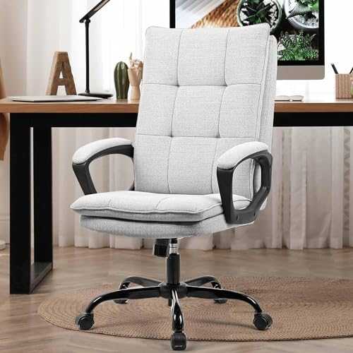 BASETBL Office Chair, Recline Extra Padded Swivel Office Chair, Skin-friendly Fabric Breathable, Stylish Swivel Chair for Home Gaming Work, 330lbs Weight Capacity(Gray)