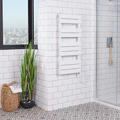 Bathroom Flat Panel 300 W Electric & Dual Fuel White Heated Warming Towel Rail Radiator Rad 1000 x 450 mm