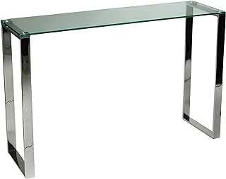 Cortesi Home Remi Contemporary Glass Console Table with Chrome Finish