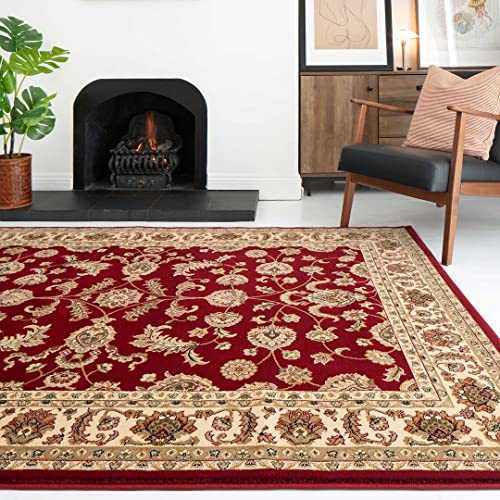 Large Persian Style Floral Traditional Red Lounge Living Room Rug Cream Medallion Classic Hallway Mat Carpet Gold Oriental Area Rugs 200cm x 290cm