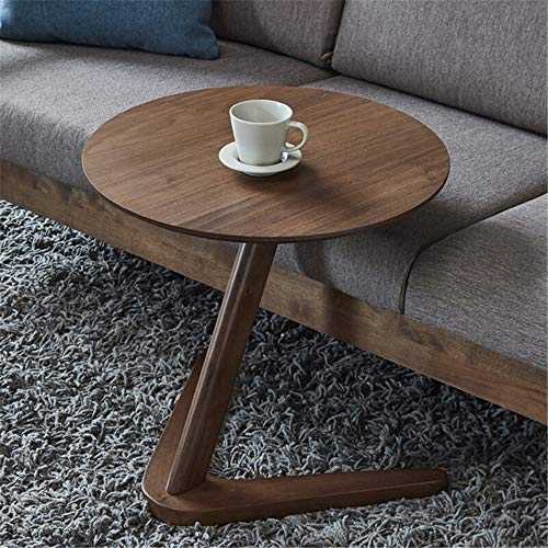 Angela 24 Inches Mesa Coffee Table with Acorn Wood, Bedside Table, Save Space, Mid-Century Modern Round for Living Room, Perfect Decoration Home