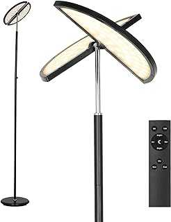 Linkind 24W Floor Lamp, 70” Butterfly Tall LED Standing Lamp, Remote & Touch Control, 5 Colour Temperatures with Stepless Dimming, 2 Adjustable Panel for Living Room Bedroom Office, Black
