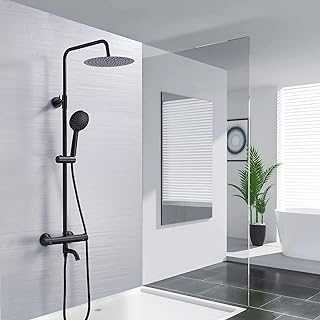 Thermostatic Shower Mixer Set, NewEast 3 Way Bathroom Shower System with 10" Rainfall Shower Wall Mounted Bath Tap