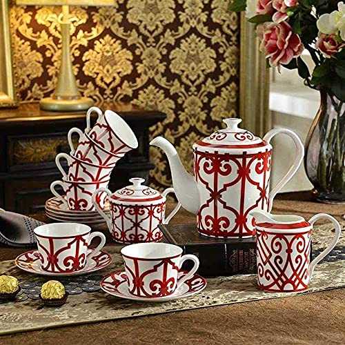 GYC Reusable Coffee Cup Coffee Sets Bone China High-End European Tea Sets Creative Afternoon Tea Sets Teapot And Cups Set Home Decorations-Set Of Fifteen