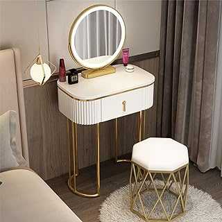Simple and Modern Dressing Table, Including Makeup Mirror + Butterfly Chair, Storage Cabinet with Drawers