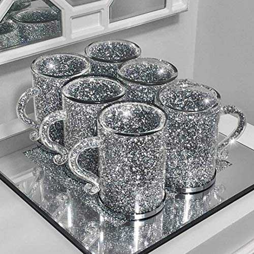 6PC Set of Crushed Crystal Diamond Mugs for Coffee /Tea & Home Decor