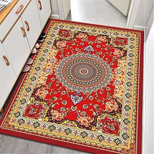 Area Rug, Vintage Red Abstraction Persian Floral Oriental Formal Traditional Rug, Non Slip Carpet, Contemporary Soft Short Pile Living Dining Room Meeting Room Office Hotel Hall Ru(Size:200 x 300 cm)