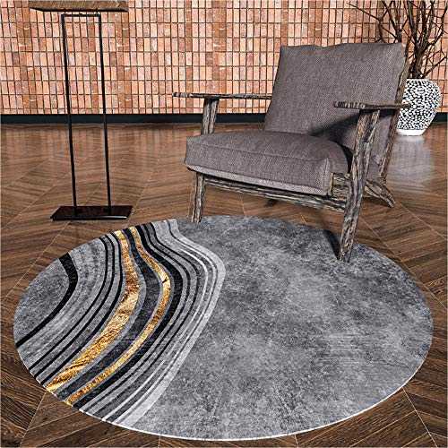 WJW-DT Golden Grey Carpet Round Geometric Style Rugs, Large Area Rug for Living Room Entryway Floor Mat Piano Pad Diameter 80 100 120 140 160 180 200 250 300cm-300CM-118inch