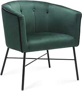 Modern Velvet Tub Chair, Upholstered Accent Vanity Chair with Mental Legs, Barrel Armchair for Living Room, Bedroom, Makeup Room, Lounge, Cafe, Green