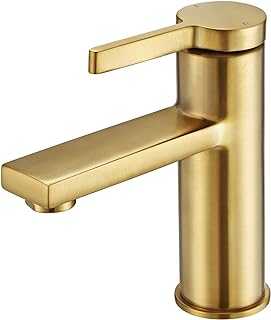 Hovoccery Basin Taps Gold Bathroom Taps Single Handle Bathroom Sink Taps Mixer with Supply Hose, Modern Mono Basin Mixer Taps Brass Cloakroom Faucet, Brushed Gold
