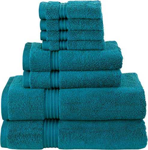 Bliss Casa 8 Piece Bath Towels Set Premium Quality Highly Absorbent Combed Cotton Luxury Towels Includes 2 Bath Towels, 2 Hand Towels and 4 Washcloths (Navy)