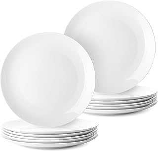 BTaT- White Dinner Plates, Set of 12, White Plates, White Dinner Plates Bulk, White Plate Set, Plates, Dinner Plates, Plates Set, Restaurant Dishes, White Porcelain Dinner Plates, Dinnerware Plates.