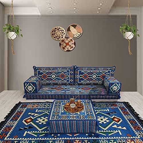 Arabic style homeware floor sofa set majlis seating bohemian furniture bench cushions pouffe kilim rug / SHI_SRP242
