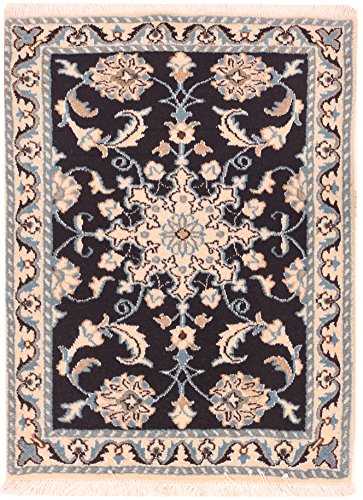 Rugs of London Nain Traditional Persian Oriental Handmade Wool Rug 90 x 60cm, Blue, 90 x 60 x 1 cm