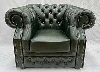 Luxury Chesterfield Leather Armchair Green/Dark Brown 110 x H. 85 cm - Chesterfield Genuine Leather Armchair - Chesterfield Furniture - Luxury Genuine Leather Furniture