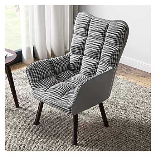Velvet Fabric Tub Chair Modern Wing Back Accent Leisure Sofa Chairs with Solid Wood Legs,Fabric Upholstered High Back Armchairs Lounge Chair Reading Chair for Living Room ( Color : Gray , Size : Witho