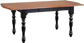 Sunset Trading Dining Table, Wood, Distressed Antique Black with Cherry Rub Through
