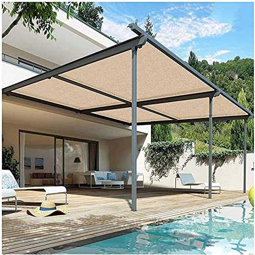 Waterproof Sun Shade Sail Shade Sail Rectangle Outdoor Canopy Awning 90% UV Block Patio and Pergola Cover,Sand color 1m,2m,3m,4m(Size: 5 * 6m（16'*20'）)