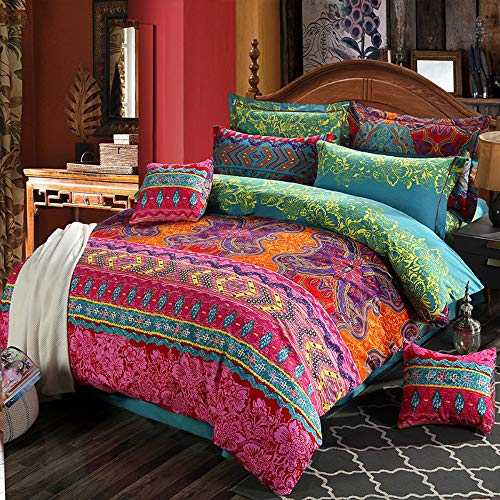 Loussiesd Bohemian Duvet Cover Set Boho Exotic Bedding Set Double Size Luxury Southwestern Bedspread Microfiber Bedding Cover Set Ethnic Butterfly Comforter Cover with 2 Pillow Shams Zipper 3 Pieces