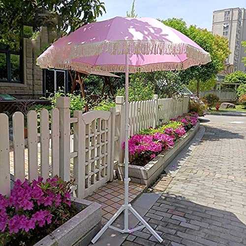 WLJBD 1.4m/4.6ft Pink Garden Parasol, Small Terrace Parasol, Outdoor Props Umbrella, for Beach, Balcony, Bar, Cafe, Without Base (Color : Tiltable B)