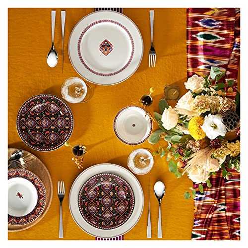 Easy to clean ​Premium 24 Piece Porselen Dinnerware Plate Oval Glasses Dinner Tableware 6 Person Food Dishes Compatible with Serving Stamping Plates High-end custom ( Plate Size : 25cm-32cm-32cm )