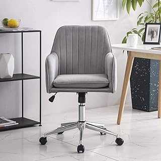 Hironpal Office Chair for Home,Velvet Executive Ergonomic Swivel Chair with Armrests and Back Support for Reception Home Office Furniture Grey