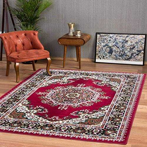 Traditional Classic Red Brown Cream Rug Oriental Moroccan Vintage Living Room Area Floor Rugs 120cm x 170cm