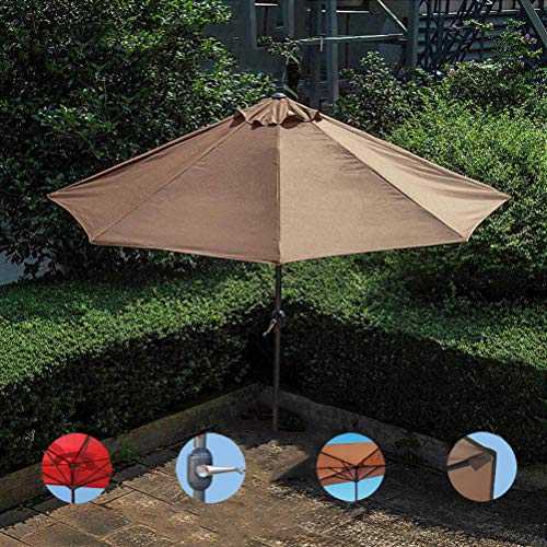 PARASOL Garden Half Umbrella with Crank Handle,Semi-circle,Sun Shade Anti-uv,PU Waterproof Polyester Fabric,Beach Outdoor Umbrella Patio Umbrella(300×235cm) - Red,Green,Brown