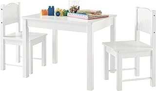 HYGRAD® Multi-Purpose Kids Children's Wooden Table and 2 Chair Set For homeschooling Preschoolers Boys and Girls Activity Build & Play Table Chair Set (White Table & Chair)