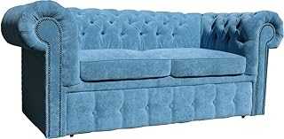Casa Padrino Genuine Leather 2 Seater Sofa Orange 180 x 100 x H. 78 cm - Luxury Chesterfield Sofa Bed