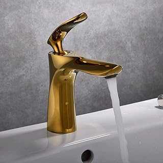 Kitchen Tap All Bronze Taps Hot and Cold Water European Style Basin Faucet Art Basin On The Stage Counter Basin Waterfall Black Gold Retro Drawing Faucet Water-Taps Vessel Faucet (Size : A) (B) Know