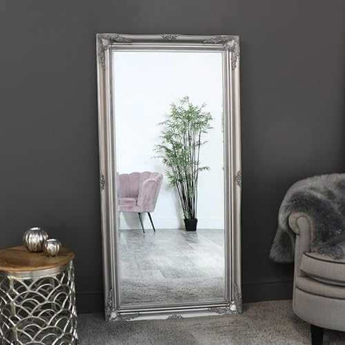 Melody Maison Large Ornate Silver Wall/Floor Mirror 158cm x 78cm