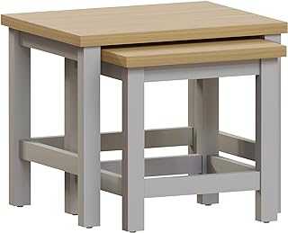 Amazon Brand - Movian, Arlington Nest of Tables, Engineered Wood End Table, Square, Grey & Oak, H 40 x W 36 x D 39 Cm