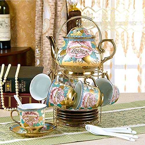 14-piece Teapot Cups Set Coffee Service, Chinese Flower PatternTea Pot Kettle Ceramic Household Coffee Set Tea,Tea Set Afternoon Tea Piece Ceramic For Wedding