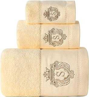 Premium 100% Pure Cotton Bath Towel Set; 1 Bath Towels,1 Hand Towel & 1 Washcloth,Luxury Bathroom Super Soft Hotel & Spa Quality Highly Absorbent (Light Yellow)