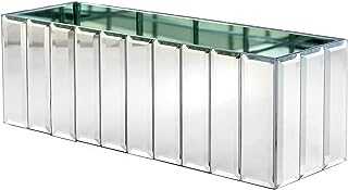 Serene Spaces Living Low Gatsby Mirror Strip Vase – Great Gatsby Inspired Luxe Glass Vase with Bevel Edged Mirror Strips, Use for Home Décor, Event Centerpieces and Much More, 12” L x 4” W x 4” H