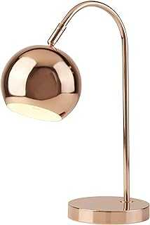 Lighting Collection Modern and Sleek 1 Light Rotary Arch Table Lamp with Adjustable Dome Shaped Shade, 7 W, Copper