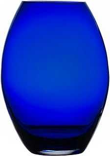 Barski Glass - Handmade - 10" H - (10 inches High) - Barrel Vase - Cobalt Blue - Made in Europe