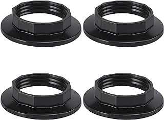 DiCUNO Lamp Shade Reducer Ring E14, Lamp Holder Twist Lock Socket Replacement Ring, Lampshade Ring Converter, Small Screw Lamp Shades Black, 4 Pieces