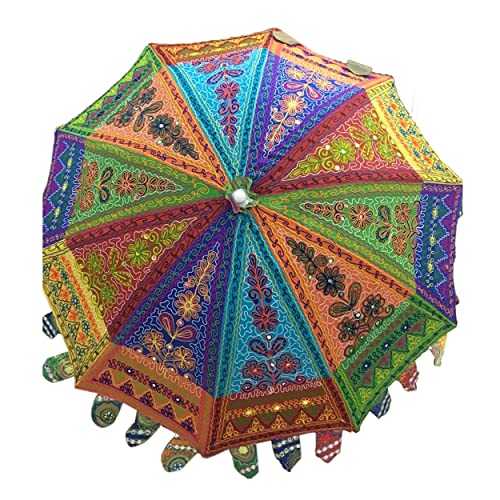 Handmade Embriodery Decorative Garden Umbrella, Large Decorative Handcrafted Wedding Umbrellas, Umbrellas for beach Parasols (Multi Embroidery)