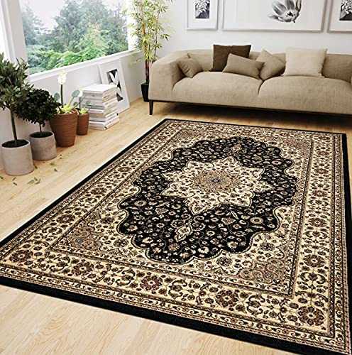 Shop Direct 24 Rugs Living Room Large - 240 x 320 cm - Rome Black Traditional Classical Floral Pattern Floor Covering Extra Wide Area Rugs Bedroom Decorations for Bedroom Teen Girls, Boys