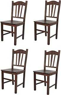 t m c s Tommychairs - Set of 4 chairs Silvana suitable for kitchen and dining room, structure made of beech wood, painted in dark nut color and wooden seat