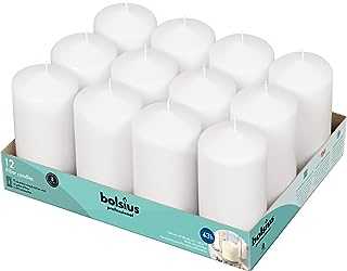 BOLSIUS Pillar Candles White Set of 12 128 x 68 mm (approx. 2.5& x 5&