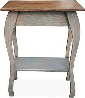 Peaceful Classics Wooden End Table- Amish Handmade Slim Side Table for Living Room, Bedroom, Entry Way, & Hallway, Thin Narrow End Table with 2-Tiered Shelves for Display & Storage, Pewter