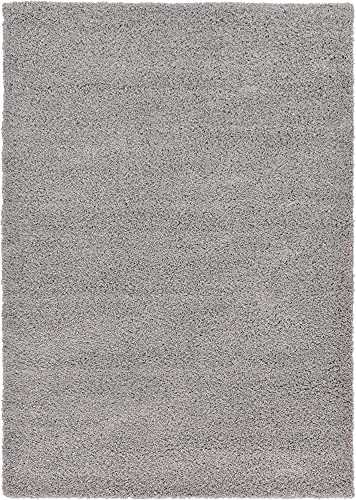 Unique Loom Solo Solid Shag Collection Area Rug- Modern Plush Rug Lush & Soft (7' 0 x 10' 0 Rectangular, Cloud Gray)