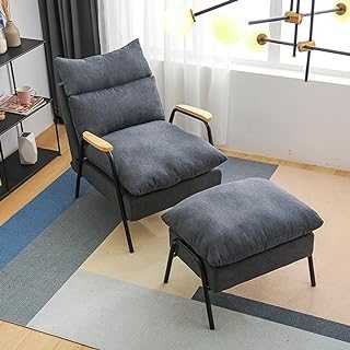 Modern Armchair Single Sofa Chair with Footrest, 90-180° Multi-Position Recliner and Ottoman, Metal Frame, Recliner for Bedroom/Office/Hosting (Color : Style 7)
