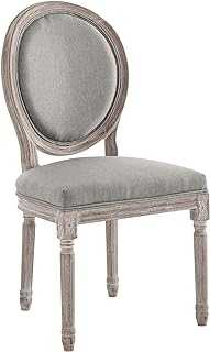 Modway Emanate French Vintage Upholstered Fabric Dining Side Chair in Light Gray